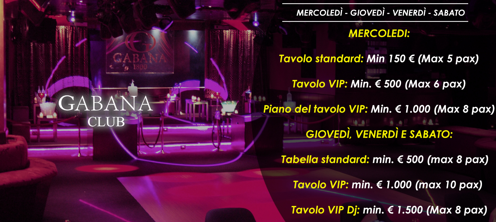precio mesas vip discoteca teatro gabana